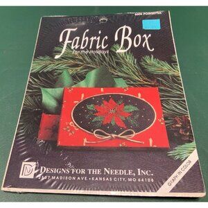 Fabric Box Poinsettia 6605 Counted Cross Stitch Vintage